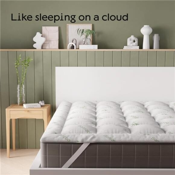 New Ultra Soft Queen Mattress Topper - Viscose Made from Bamboo Mattress Pad - Picture 3 of 7
